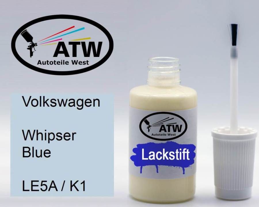 Volkswagen, Whipser Blue, LE5A / K1: 20ml Lackstift, von ATW Autoteile West.